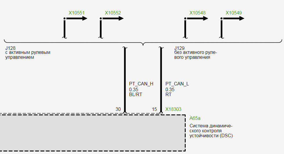 Электросхема питания системы динамического контроля устойчивости (DSC) BMW E87 (с 2007_09) - часть 2