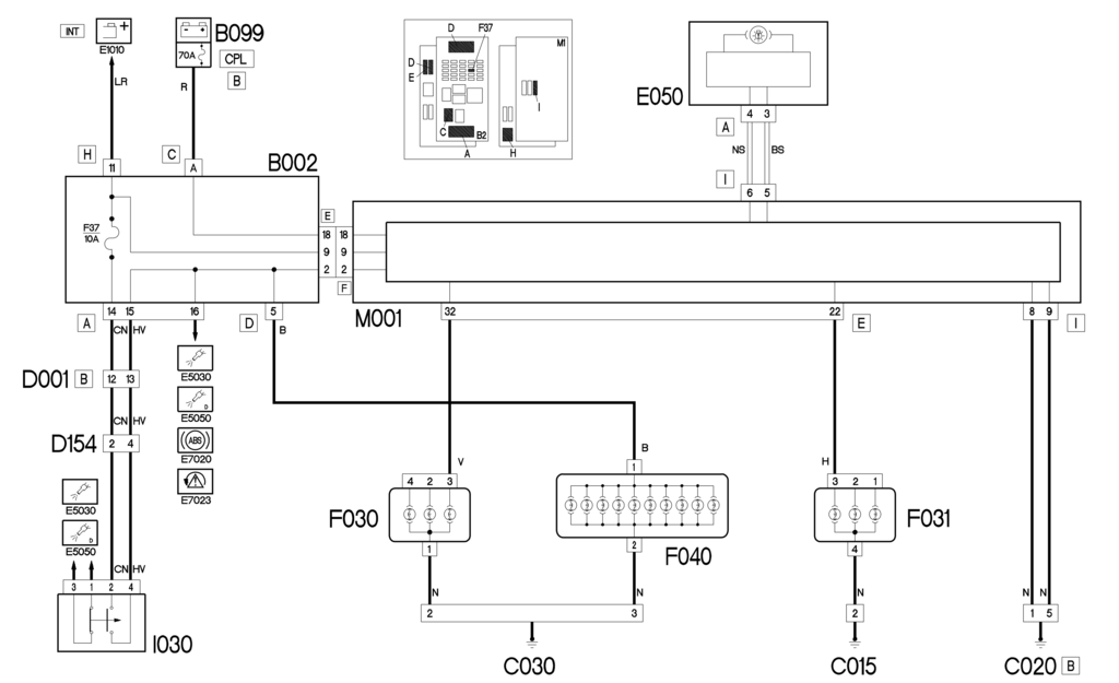 Электросхема стоп-сигналов Fiat Croma 2 2.2