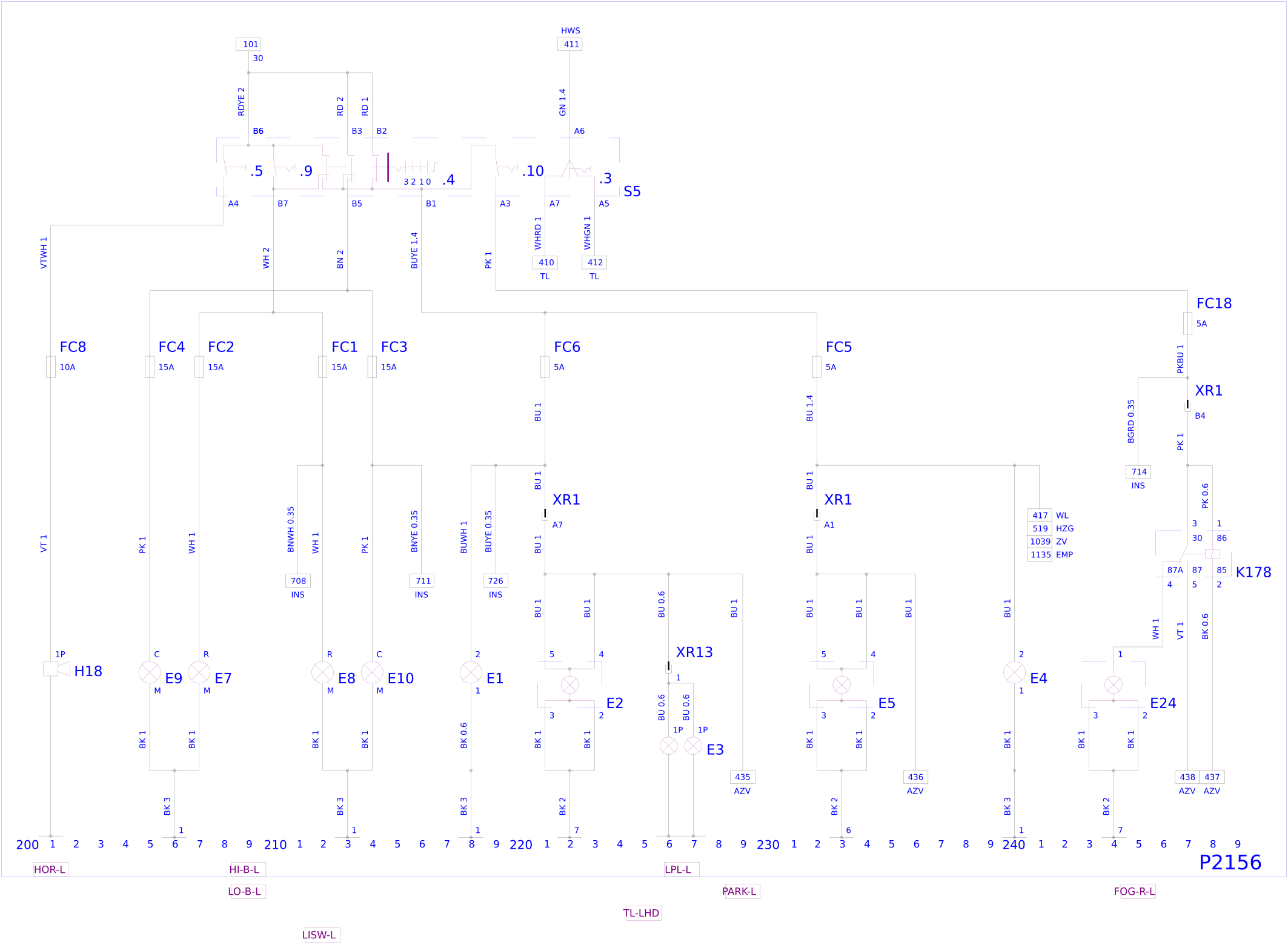 Электросхема стоп-сигналов Opel Arena (1999-2001)