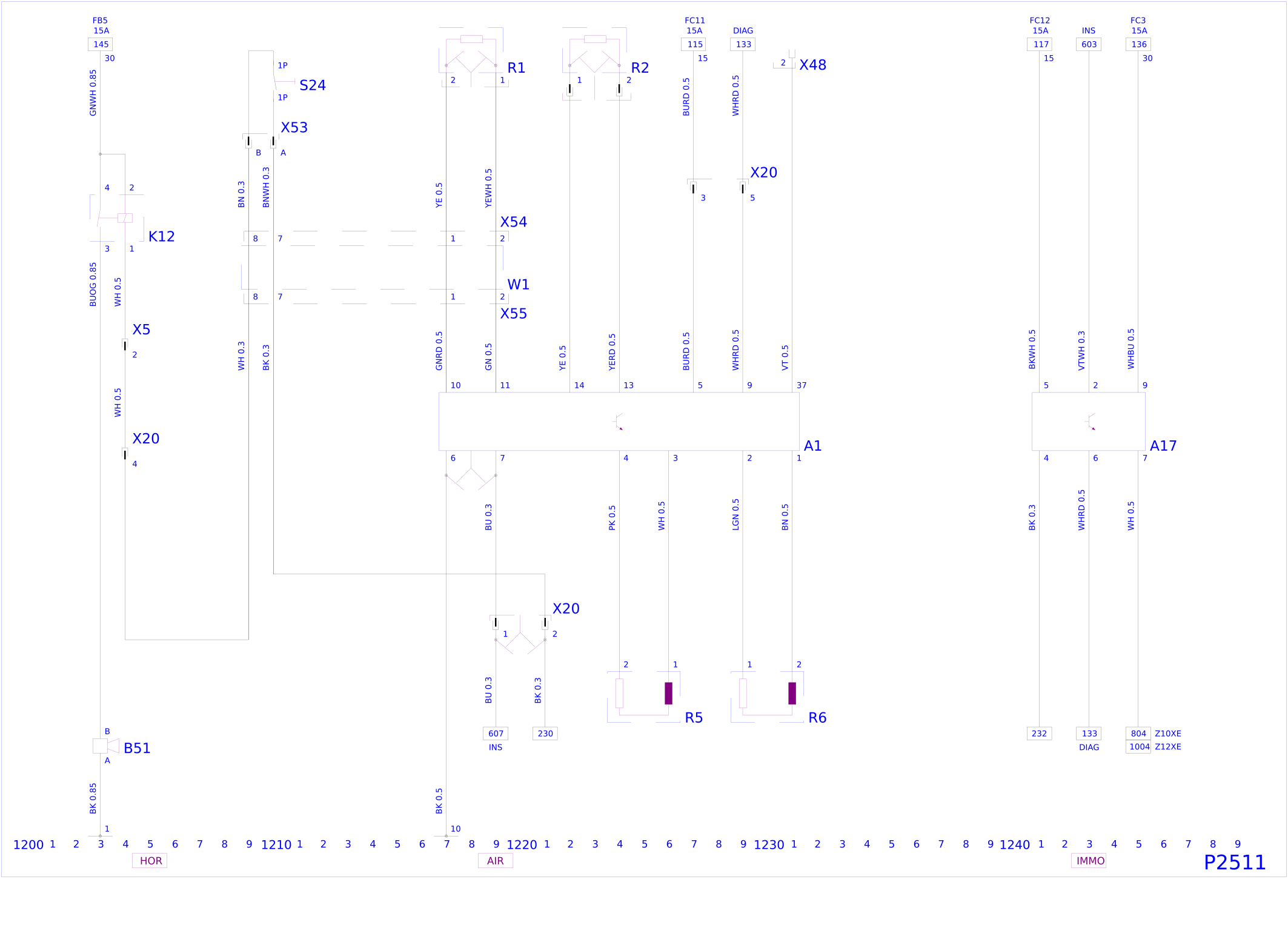 Электросхема звукового сигнала Opel Agila A (2000-2001)