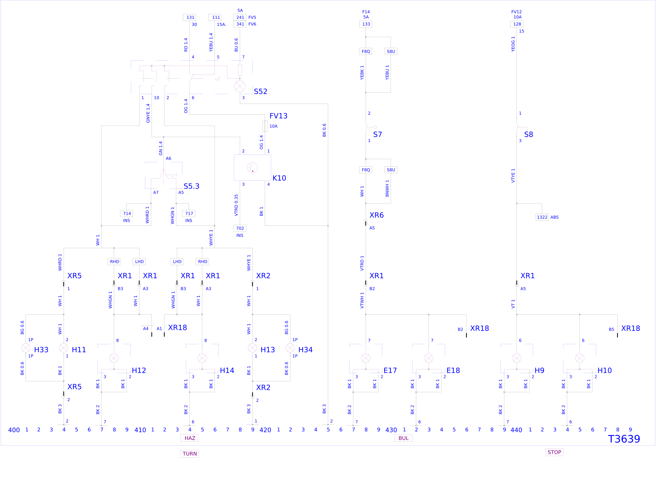 Электросхема стоп-сигналов Opel Arena (1998)